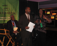 San Diego City Council Member Tony Young, rear, Director Woodie King, Festival Director Karen Huff